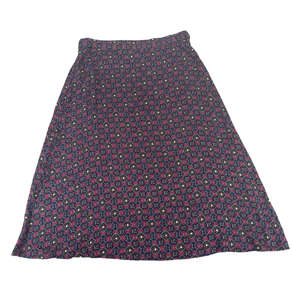 Laura Scott Women Midi Floral Skirt Large A-Line Preppy Office Business Classic